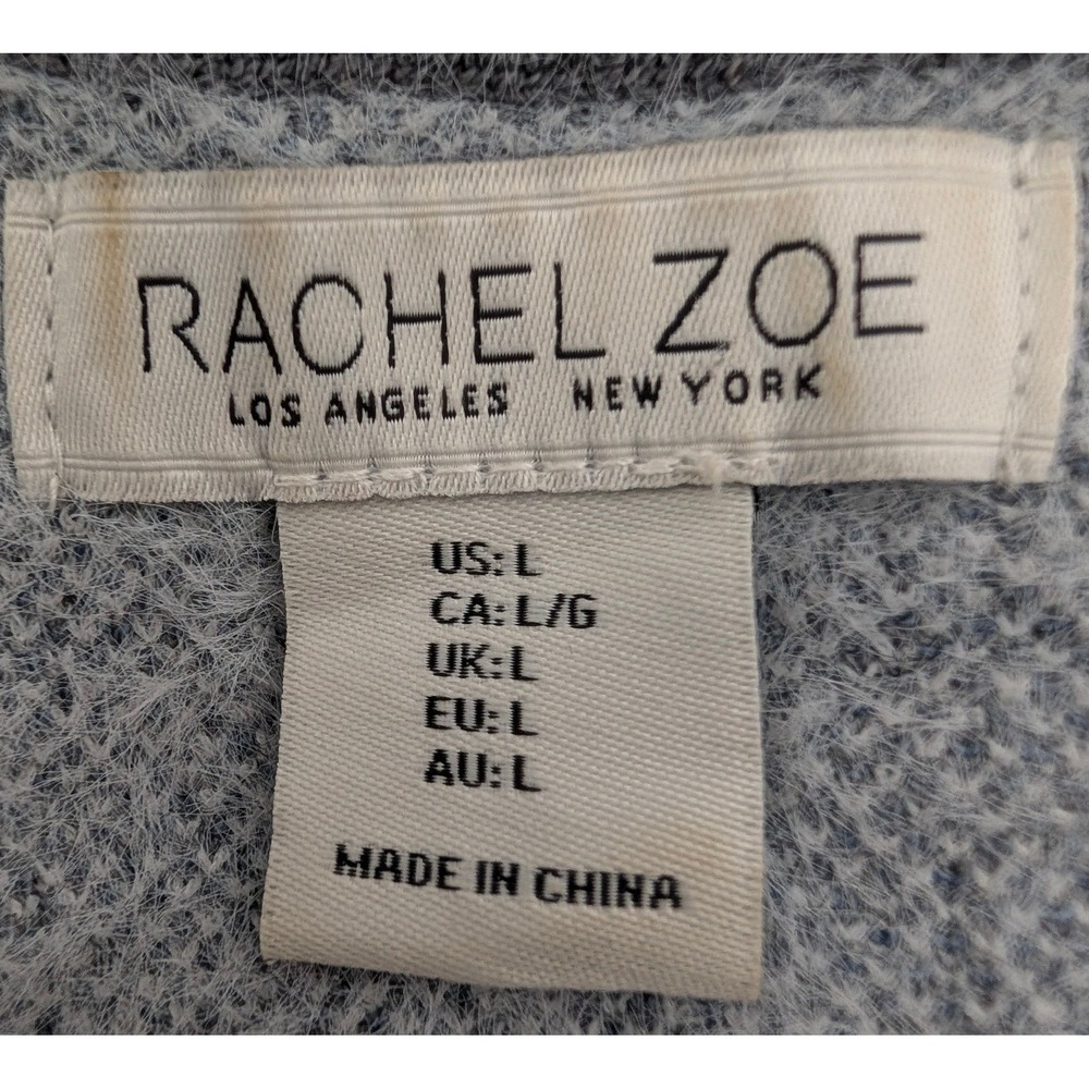 Rachel Zoe Blue Plaid Shacket Oversized Knit Cardigan Women Large Comfy Layer - Picture 5 of 6